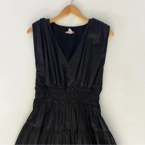 H&M Black Smocked Waist V Neck Sleeveless Midi Dress - Picture 6 of 11